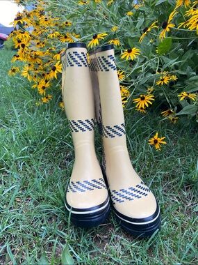 kate spade Yellow Chevron-Accent Tall Rain Boots